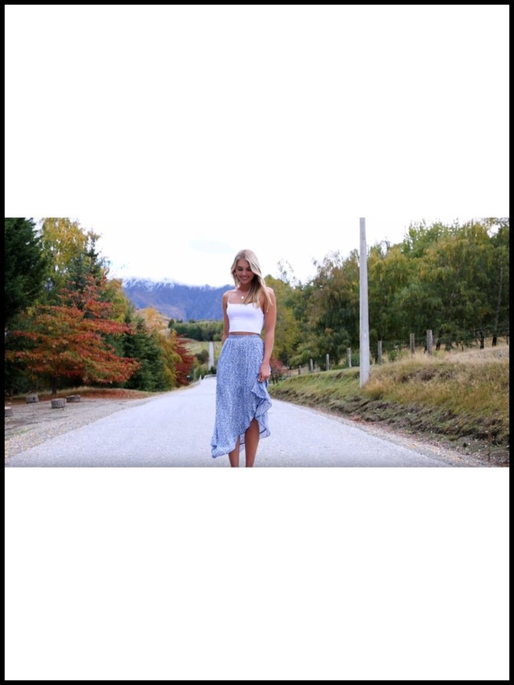 Women's Floral Print High Low Ruffle Maxi Skirt - Elastic Waist - Picture 6 of 6